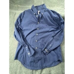 Brooks Brothers 346 Button Down Shirt Blue Gingham Check Regular Fit Mens Large